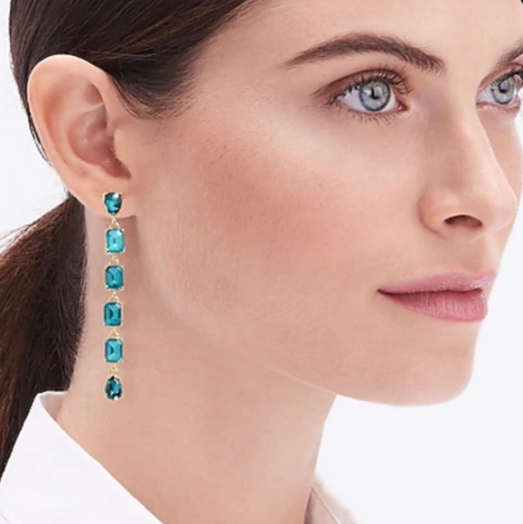 Last One💥 J. Crew Blue/Green Gem Single Layer Earrings NWT ✨️ - Picture 3 of 8